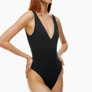 BABATON Aritzia V-Neck Black Bodysuit